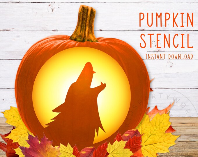 Printable Wolf Pumpkin Carving Stencil | Halloween Pumpkin Carving ...