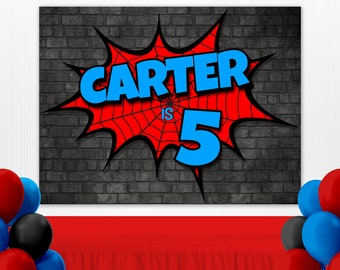 Tło Superbohatera, Tło Urodzinowe Superbohatera, Dekoracje Imprezowe, Baner Urodzinowy, Spersonalizowany Znak Dla Dzieci, Duży Plik Cyfrowy 49"x37"