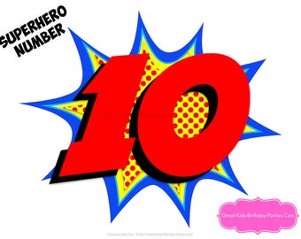SUPERHERO NUMBER Superhero Printables Number 10 - Etsy SUPERHERO NUMBER Superhero Printables Number 10 - Etsy
