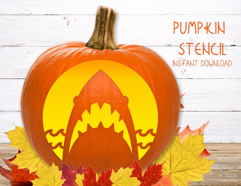 Shark Pumpkin Stencil, Shark PRINTABLE Pumpkin STENCIL, Shark Pumpkin ...