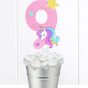 Printable Unicorn Centerpiece Number 9, Unicorn Birthday Party, Printable Centerpiece Decorations, DIY Centerpieces, Instant Download image 6