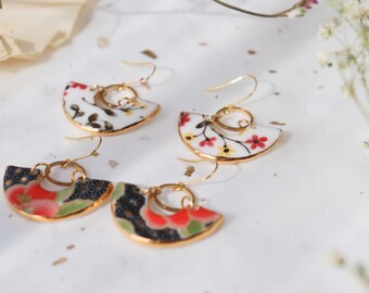 New floral cluster  porcelain dangle earrings