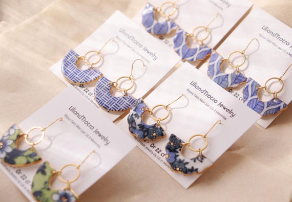 Autumn blue porcelain earrings