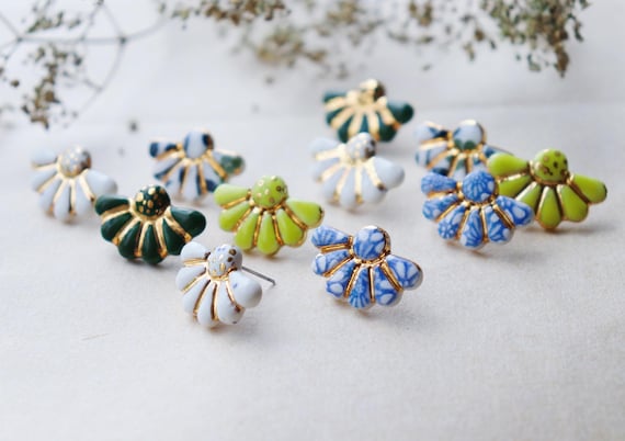 Mini Turquoise porcelain  earrings
