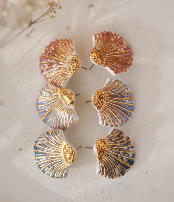Seashellporcelain earrings