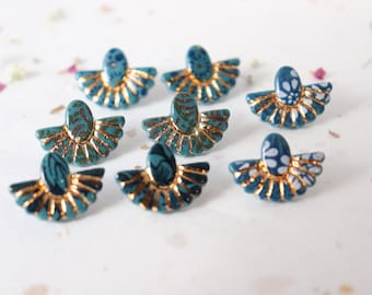 Mini yellow porcelain Button earrings