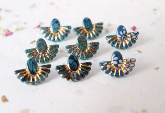 Mini yellow porcelain Button earrings