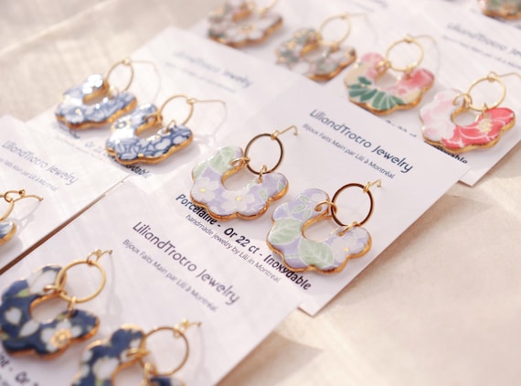 Autumn blue porcelain earrings