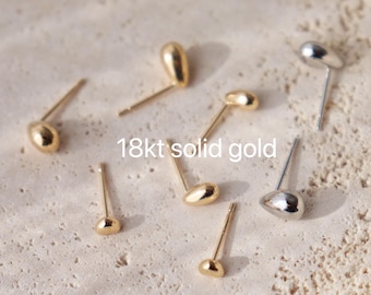 18kt Solid yellow Gold teardrop mini studs