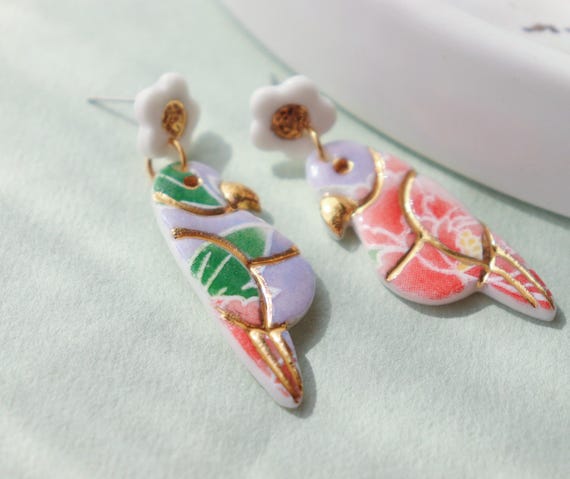 Perroquet porcelain  earrings