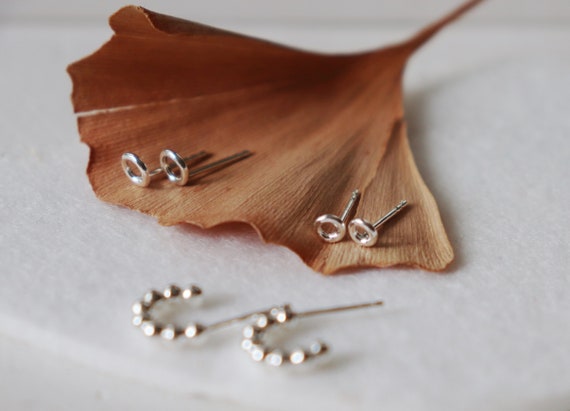 Plants patterned Sterling silver studs