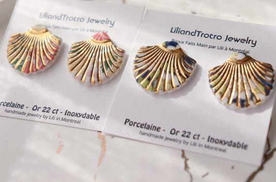 Seashell porcelain earrings