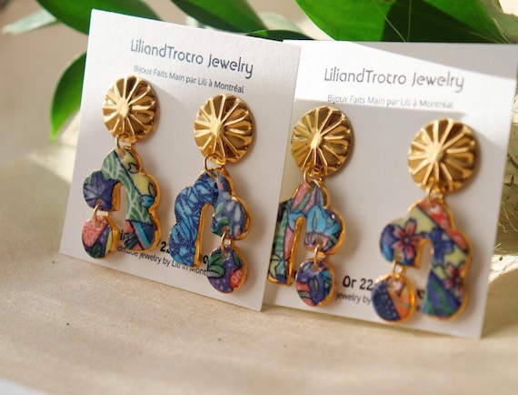 Fiesta porcelain dangling earrings