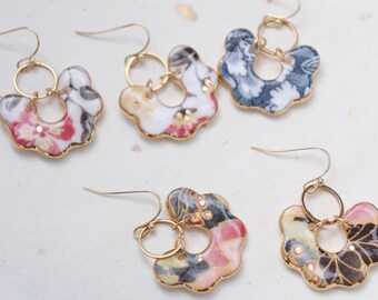 Newest Japanese Minoyaki porcelain dangle earrings