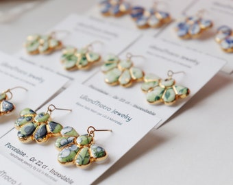 Flower shaped  porcelain  dangle earrings