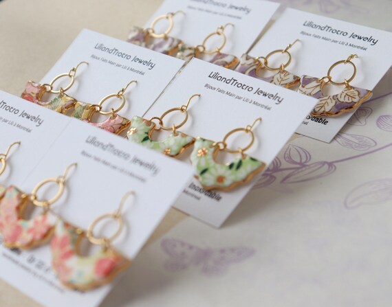 Spring vibed Minoyaki porcelain dangle earrings