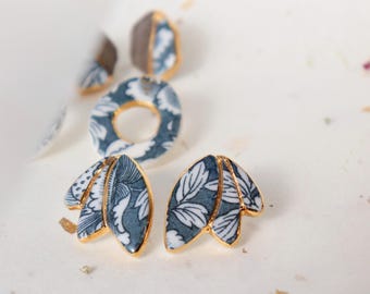 Big Leaf shaped porcelain stud earrings
