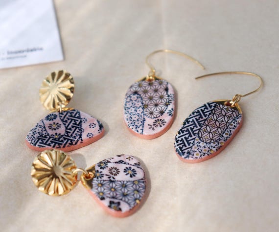 Terra cotta  porcelain studs earrings