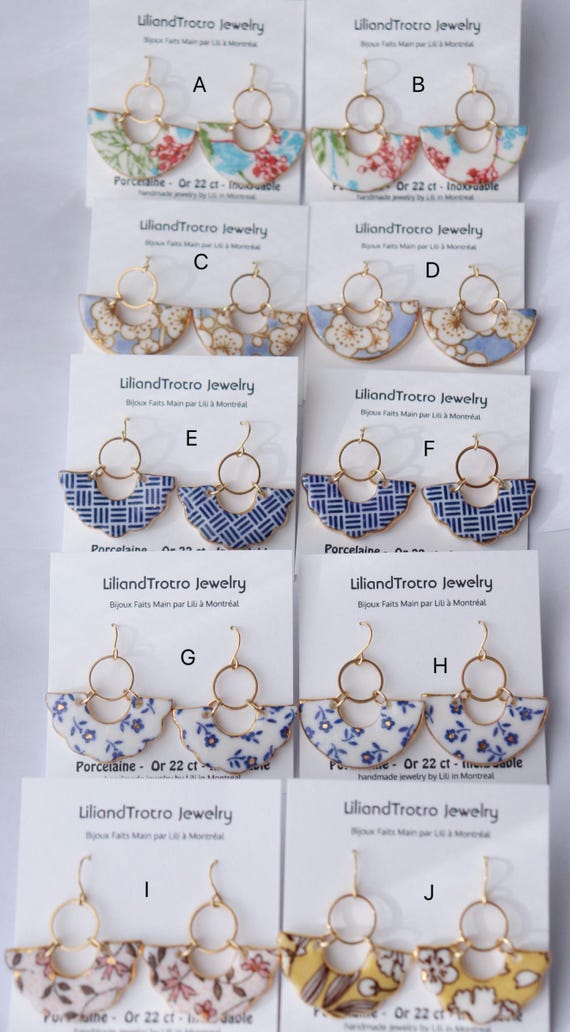 December Batch  Floral porcelain dangle earrings