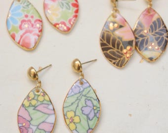 Teardrop porcelain dangle earrings