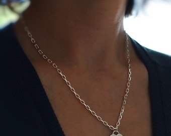 Solid sterling silver heart pendant necklace