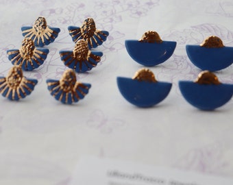 Mini Klein blue porcelain Button earrings