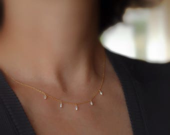16 inches 5 rice-crispy natural  pearl 14kt goldfilled necklaces