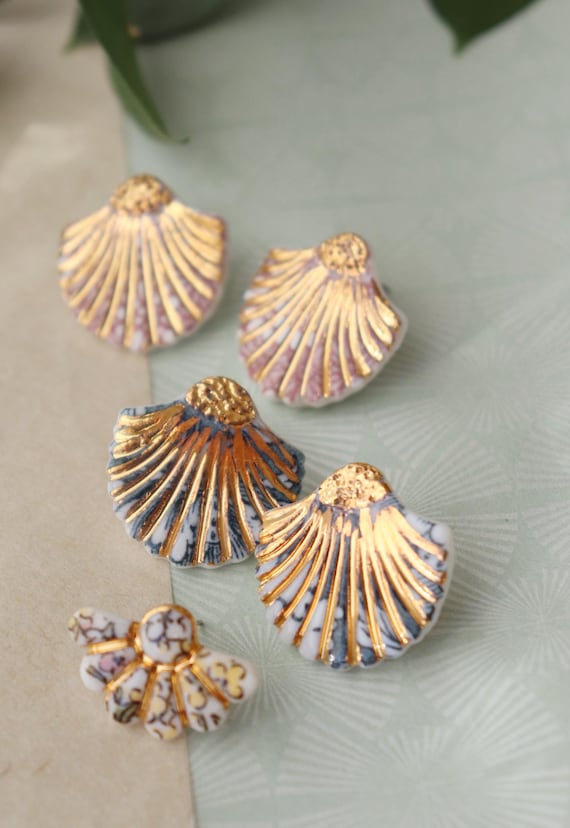 Seashellporcelain earrings