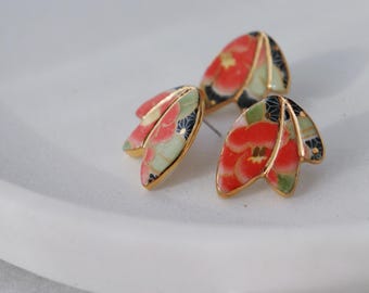 Big Leaf shaped porcelain stud earrings