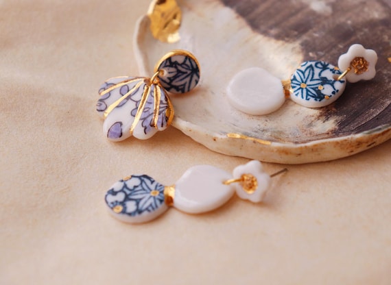 Dalia porcelain dangle earrings