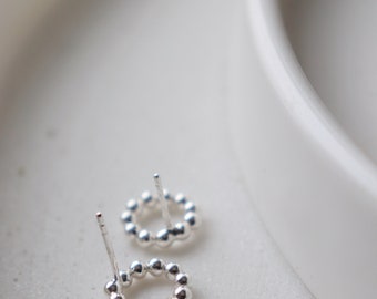 Beaded circle silver  studs