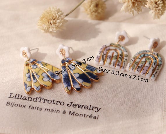 Flora  porcelain dangle earrings