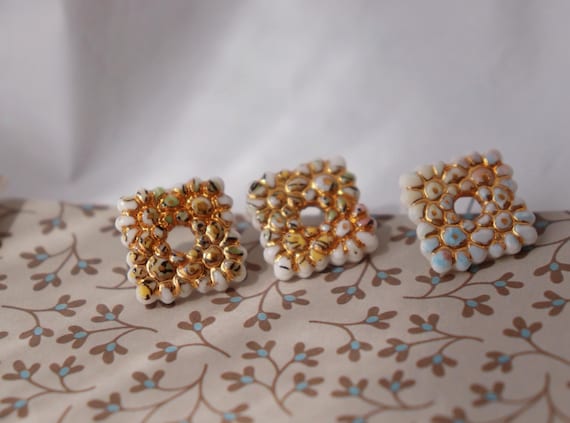 Square flower cluster  porcelain studs