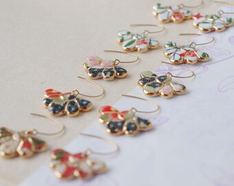 Flower shaped  porcelain  dangle earrings
