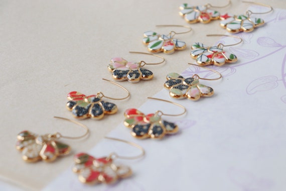 Flower shaped  porcelain  dangle earrings