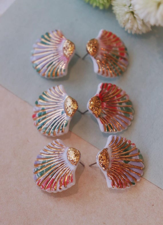 New Seashell porcelain earrings