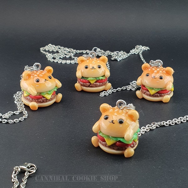 Kawaii Bear Hamburger/Kawaii Hamburger Necklace.