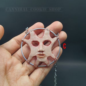 Skinned Face Necklace/Horror face Pendant/Creepy Necklace/Creepy Jewelry/Weird Jewelry/Peeled And Flayed Face Necklace. image 8