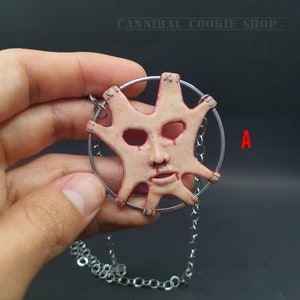 Skinned Face Necklace/Horror face Pendant/Creepy Necklace/Creepy Jewelry/Weird Jewelry/Peeled And Flayed Face Necklace. image 4