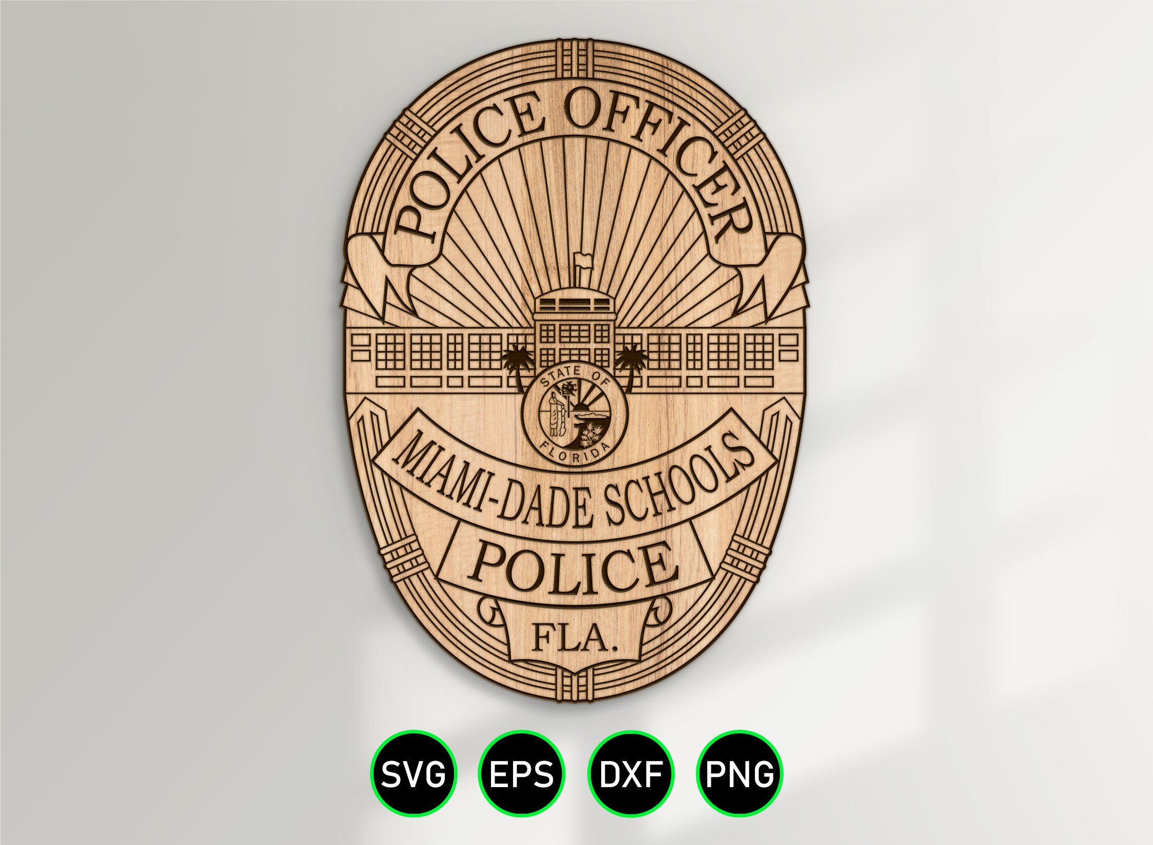 Insigne de police des ecoles Miami Dade en Floride SVG clipart vectoriel d agent des ressources scolaires pour le travail du bois la decoupe et la gravure de vinyle Etsy France