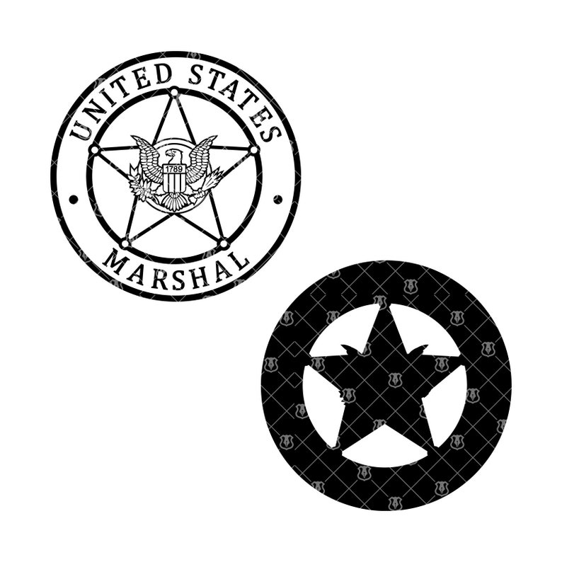 US Marshals Badge SVG, Marshals Service USMS clipart vettoriali per la lavorazione del legno, il taglio di vinile e la personalizzazione dell'incisione immagine 3