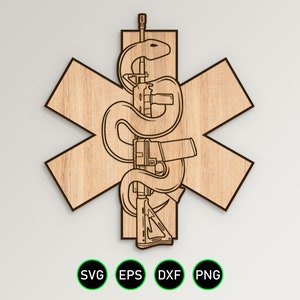 Tactical Medical Services Star of Life SVG, EMS Snake Combat Medic vector clipart for woodworking, vinyl cutting and engraving