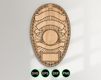 Oval Shaped Badge v19 SVG, Blank Police Sheriff Fire Design Version 19 vector clipart for woodworking, vinyl cutting and engraving