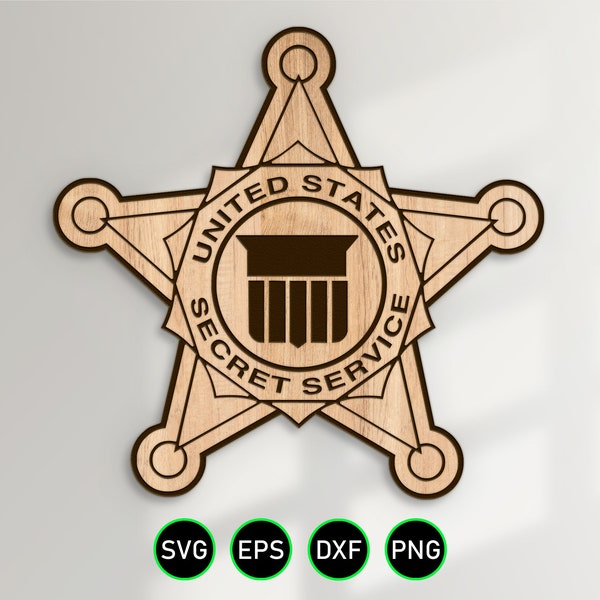 US Secret Service Badge SVG, Secret Service Agent Star vector clipart for woodworking, vinyl cutting and engraving personalization