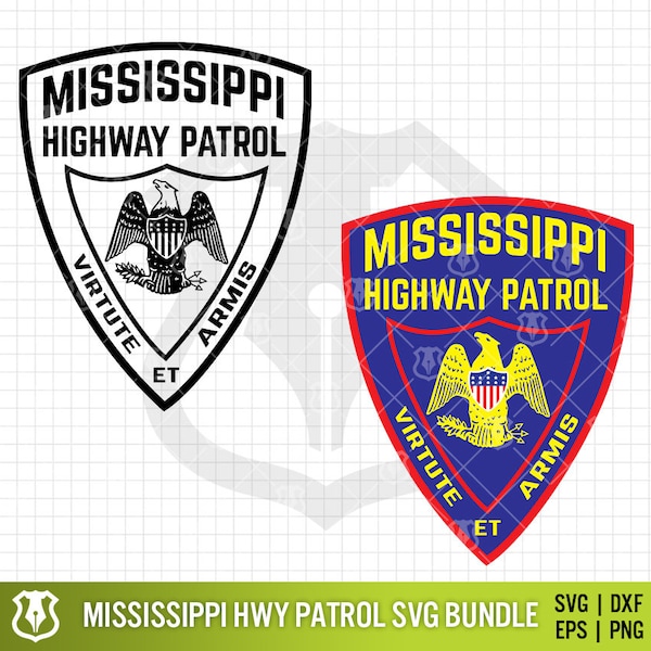 Mississippi Highway Patrol Patch SVG Bundle | MS State Police Emblem PNG Bundle | State Trooper Shape Layered Clipart