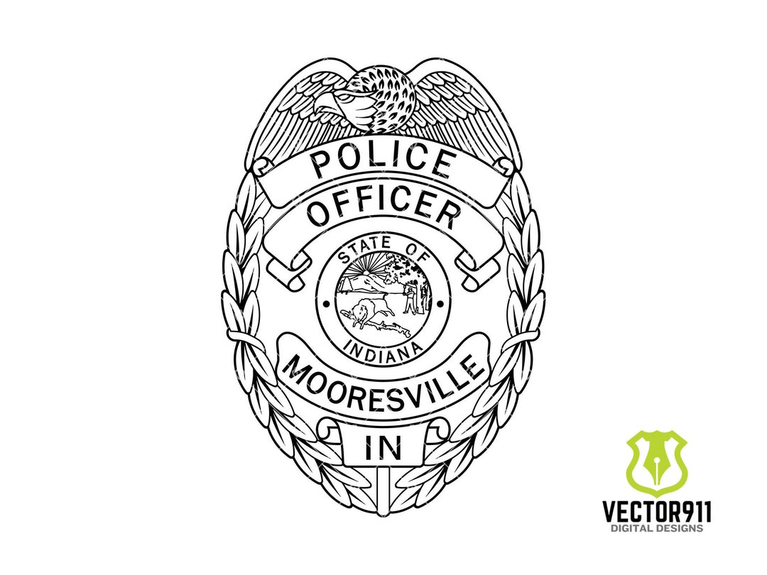 Mooresville Indiana Police Department Officer Badge in Svg, Eps, Dxf