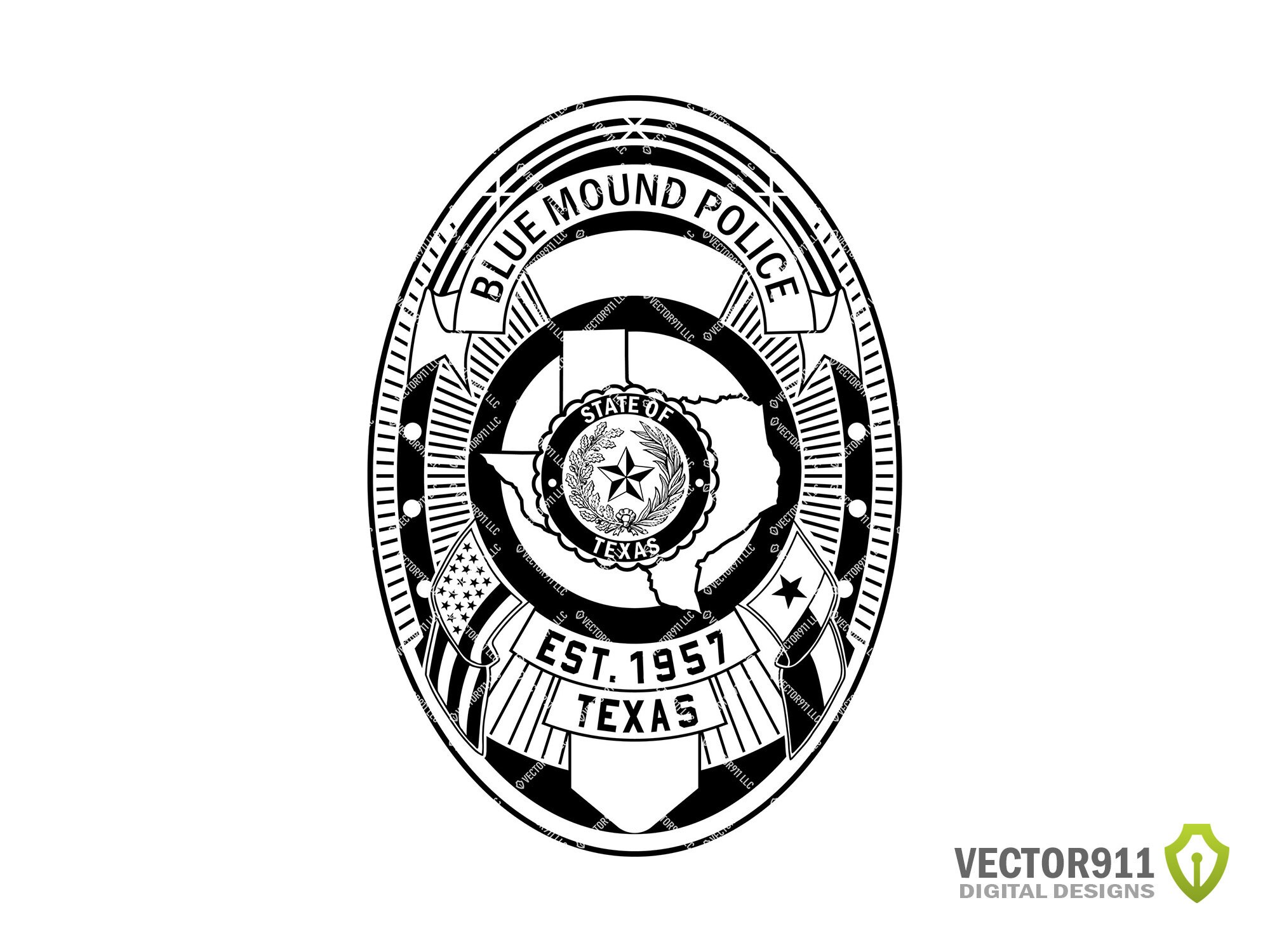 Blue Mound Texas Police Department Badge TX City Law Etsy