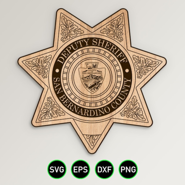 San Bernardino California Sheriff Badge SVG, Deputy Sheriff Star vector clipart for woodworking, vinyl cutting and engraving