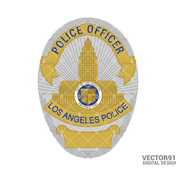 LAPD Police Officer Badge, Los Angeles Police Department in svg, eps, dxf, and png digital vector formats | Layered