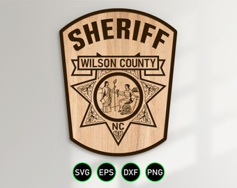 Wilson North Carolina Sheriff Patch SVG, County Sheriff's Office vector clipart for woodworking, vinyl cutting, and engraving